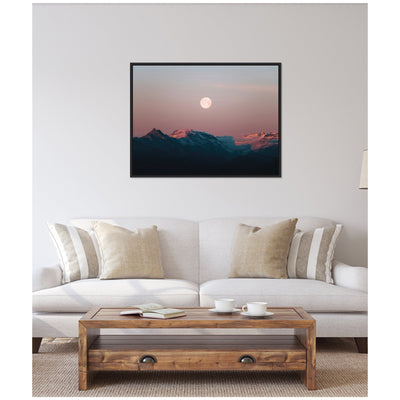 Sylvie Panoramic Pastel Moonrise over Icelandic Mountains Framed Canvas by Michael Schauer