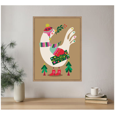 Sylvie Beaded Festive Dove Framed Canvas