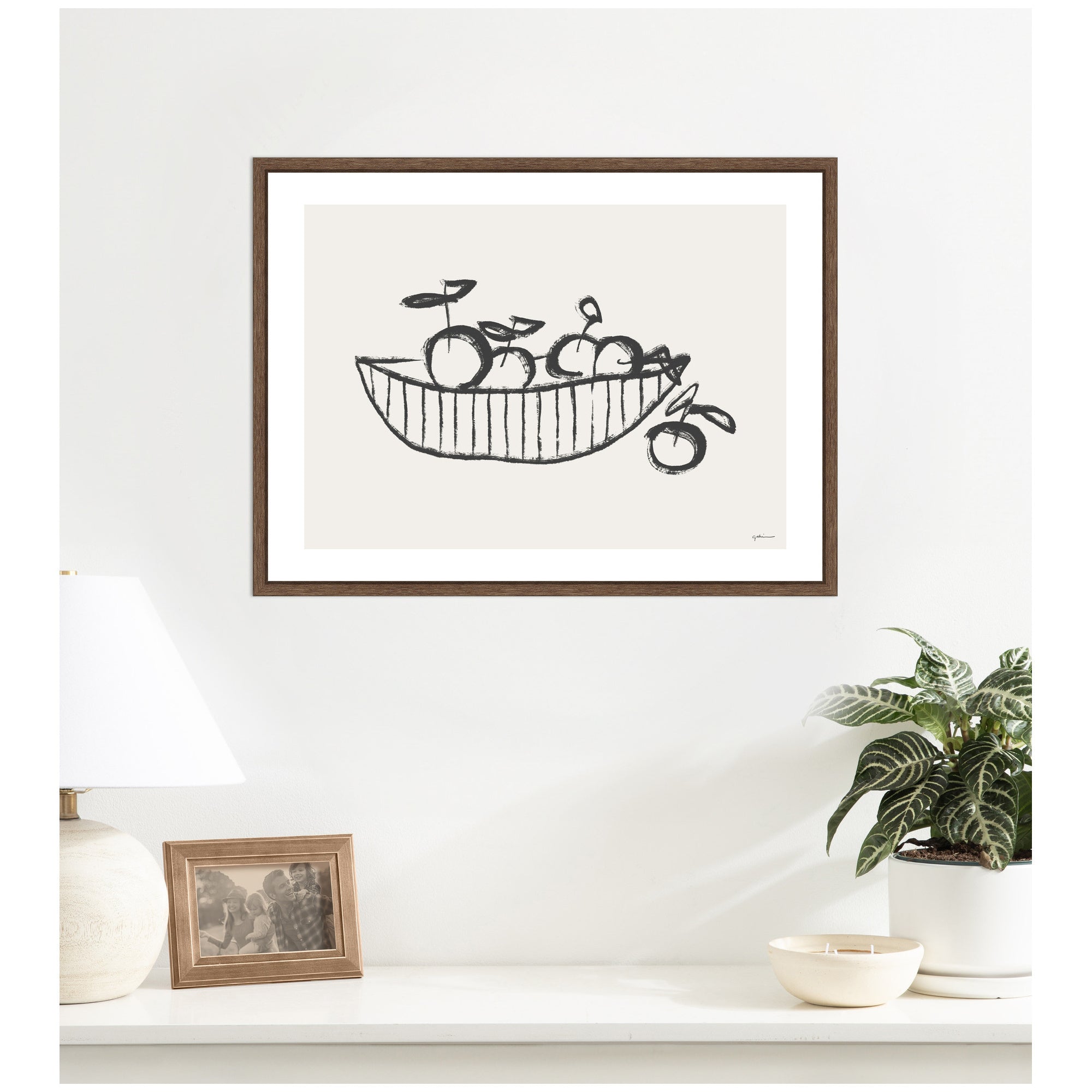 Orange Basket by Gabrielly Guedes Framed Canvas Wall Art Print