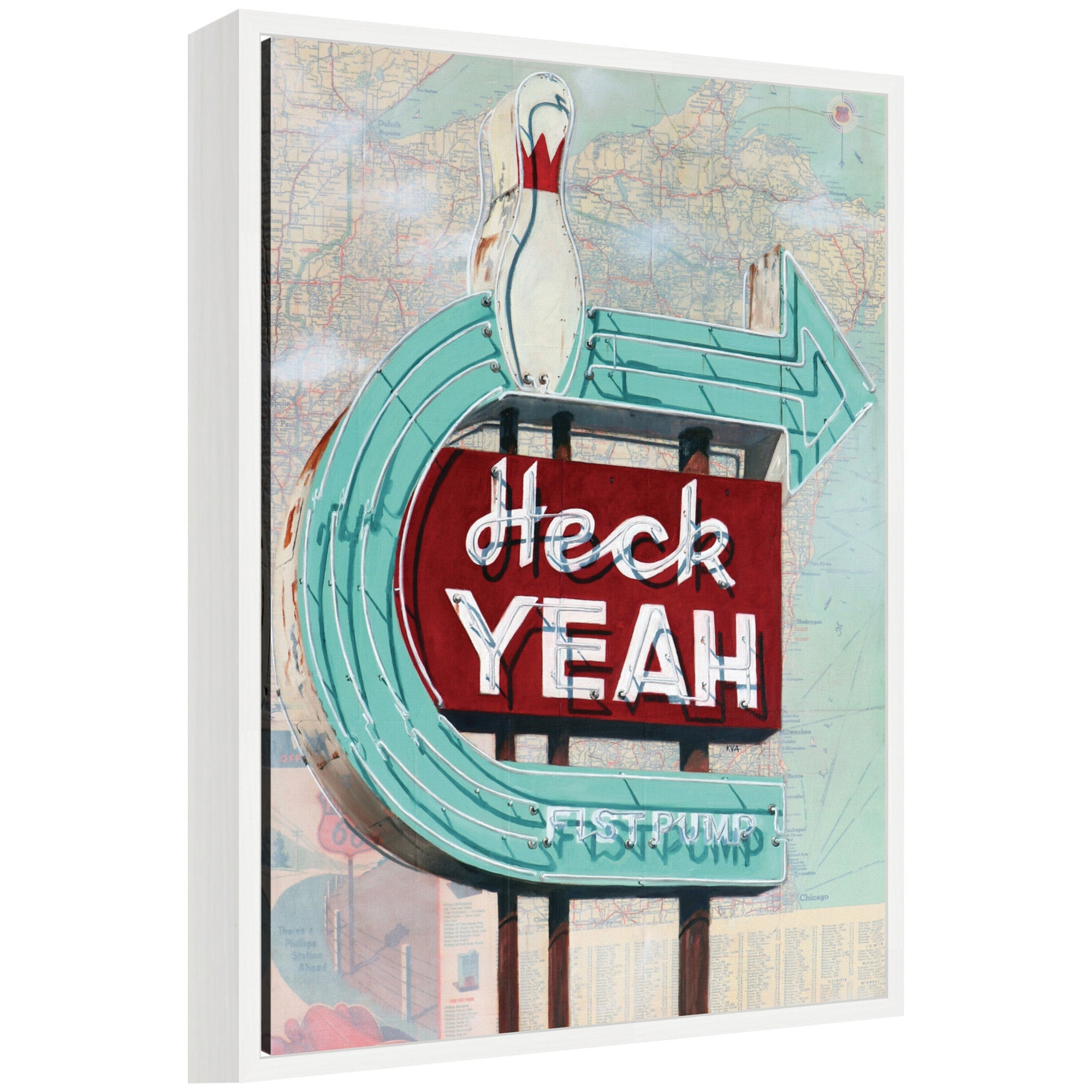Heck Yeah by Krista V.
Allenstein framed canvas wall art showing a vintage-style print with Sylvie white frame