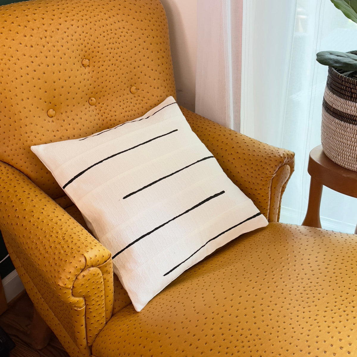 Crossing Lines White Sadza Pillow by Mbare Ltd - product image 2 for Resin Society