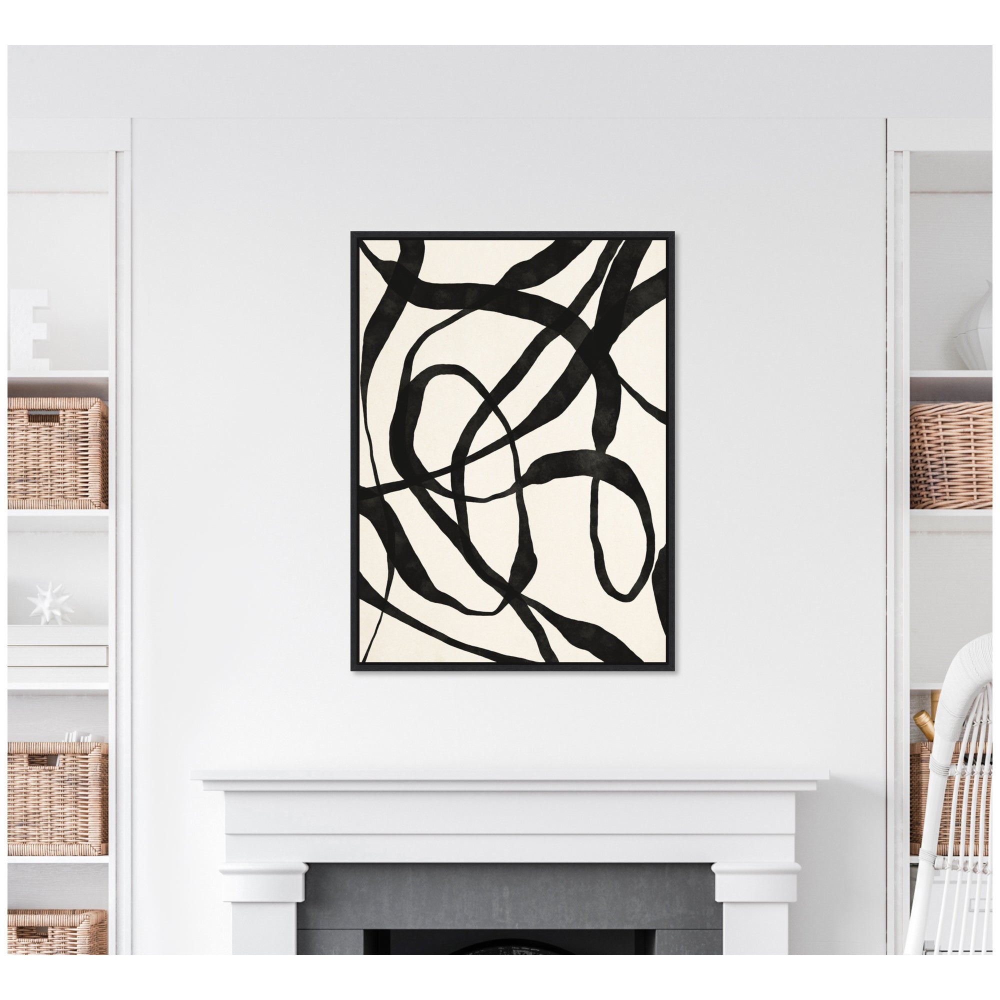 Sylvie Black Twist 4 Framed Canvas by Alicia Bock