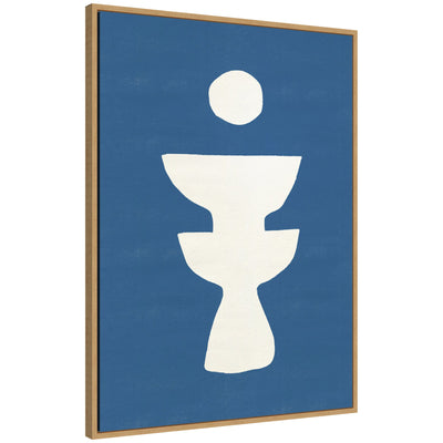 Sylvie Ceramic Blue Beige 4 Framed Canvas by Rocket Jack