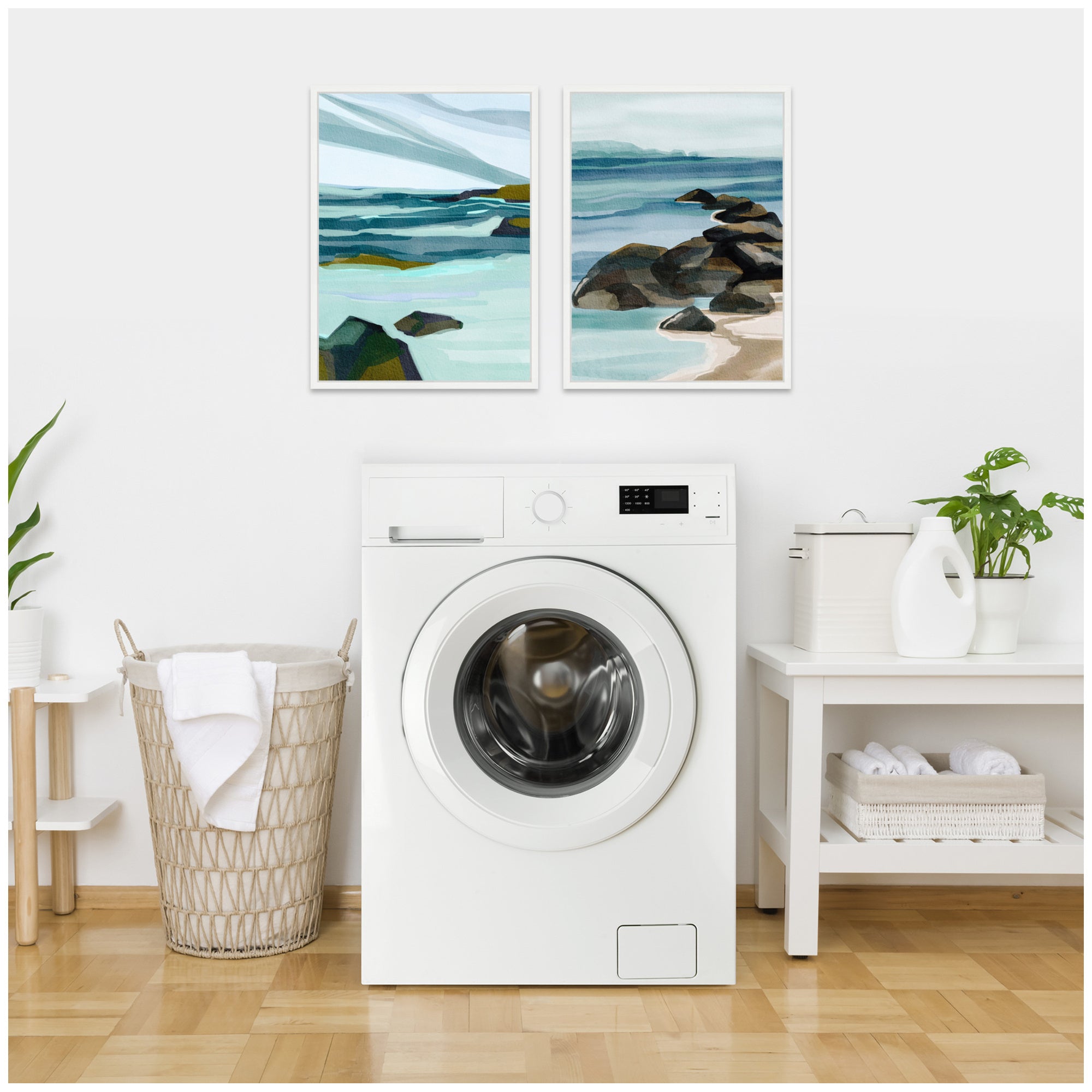 Sylvie Ocean Breeze Landscape - 2 Piece Framed Canvas Art Set by Nikita Jariwala