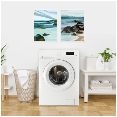 Sylvie Ocean Breeze Landscape - 2 Piece Framed Canvas Art Set by Nikita Jariwala
