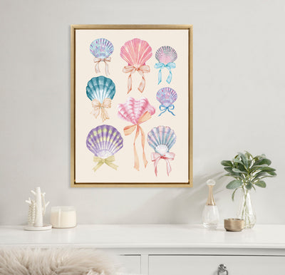 Sylvie Seashell Bows Framed Canvas by Honey Island Studio