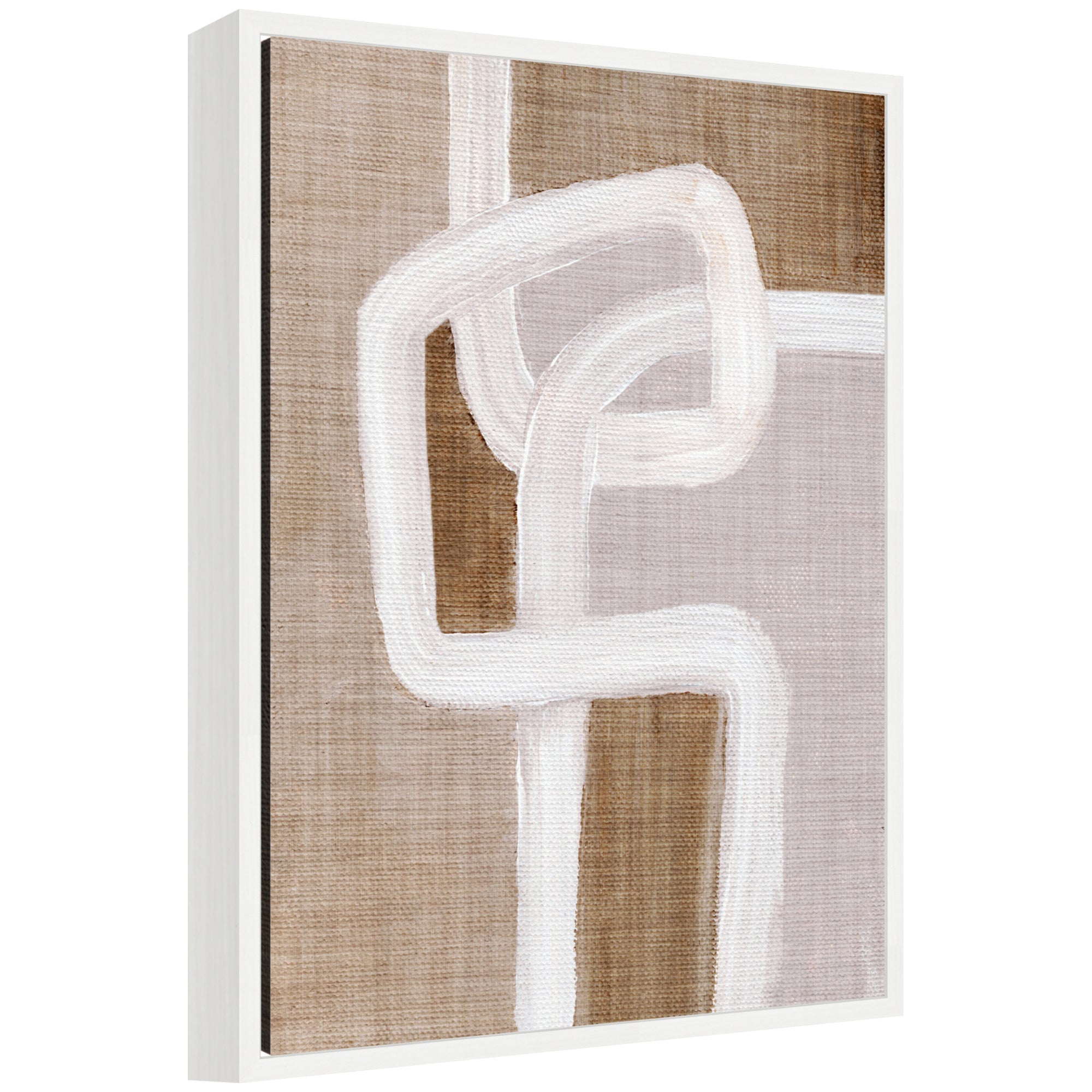 Sylvie Rhythmic Lines l framed canvas wall art featuring abstract rhythmic lines in black and beige tones