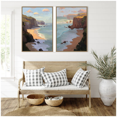 Partly Cloudy with Sunshine & Afternoon Shadow 2 Piece Framed Canvas Wall Art Set by Mary Sparrow