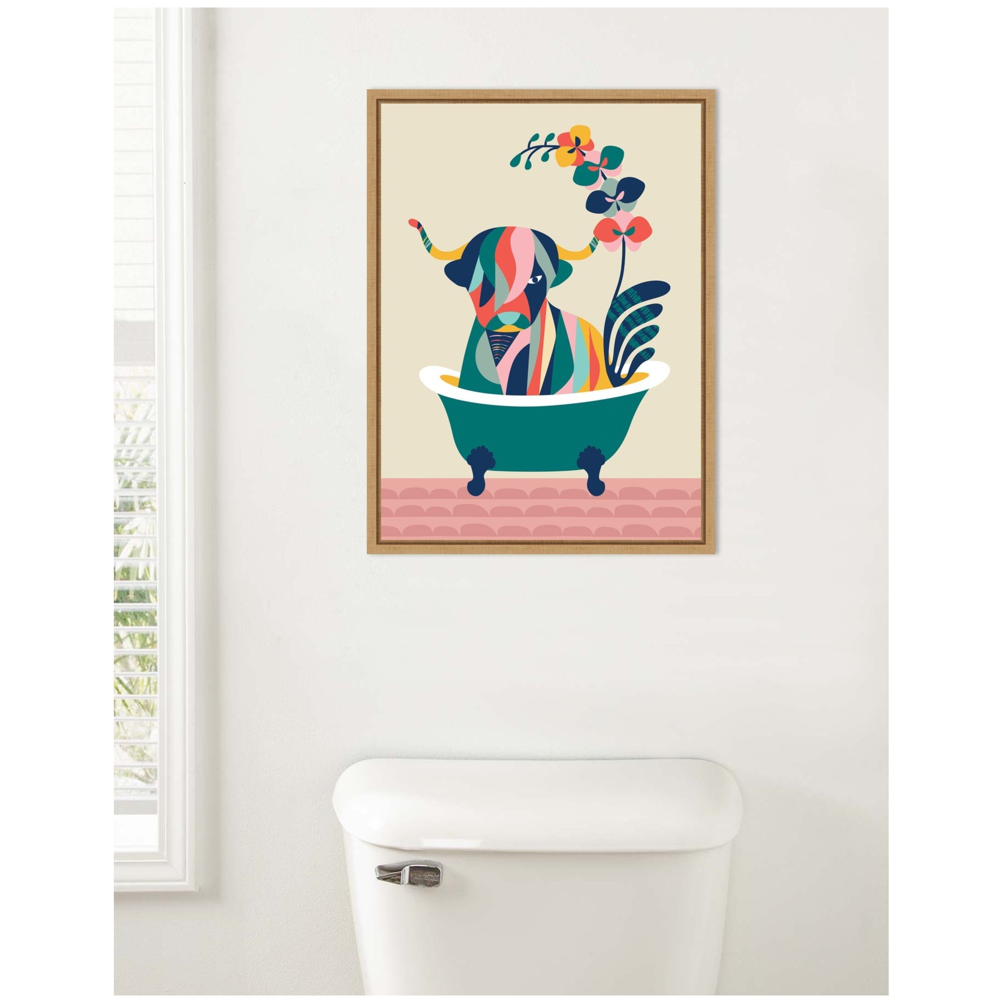 Sylvie MCM Cow in Bathtub Framed Canvas by Rachel Lee