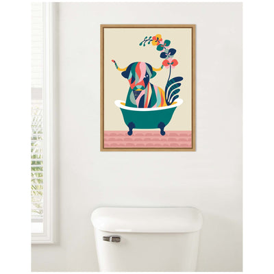 Sylvie MCM Cow in Bathtub Framed Canvas by Rachel Lee