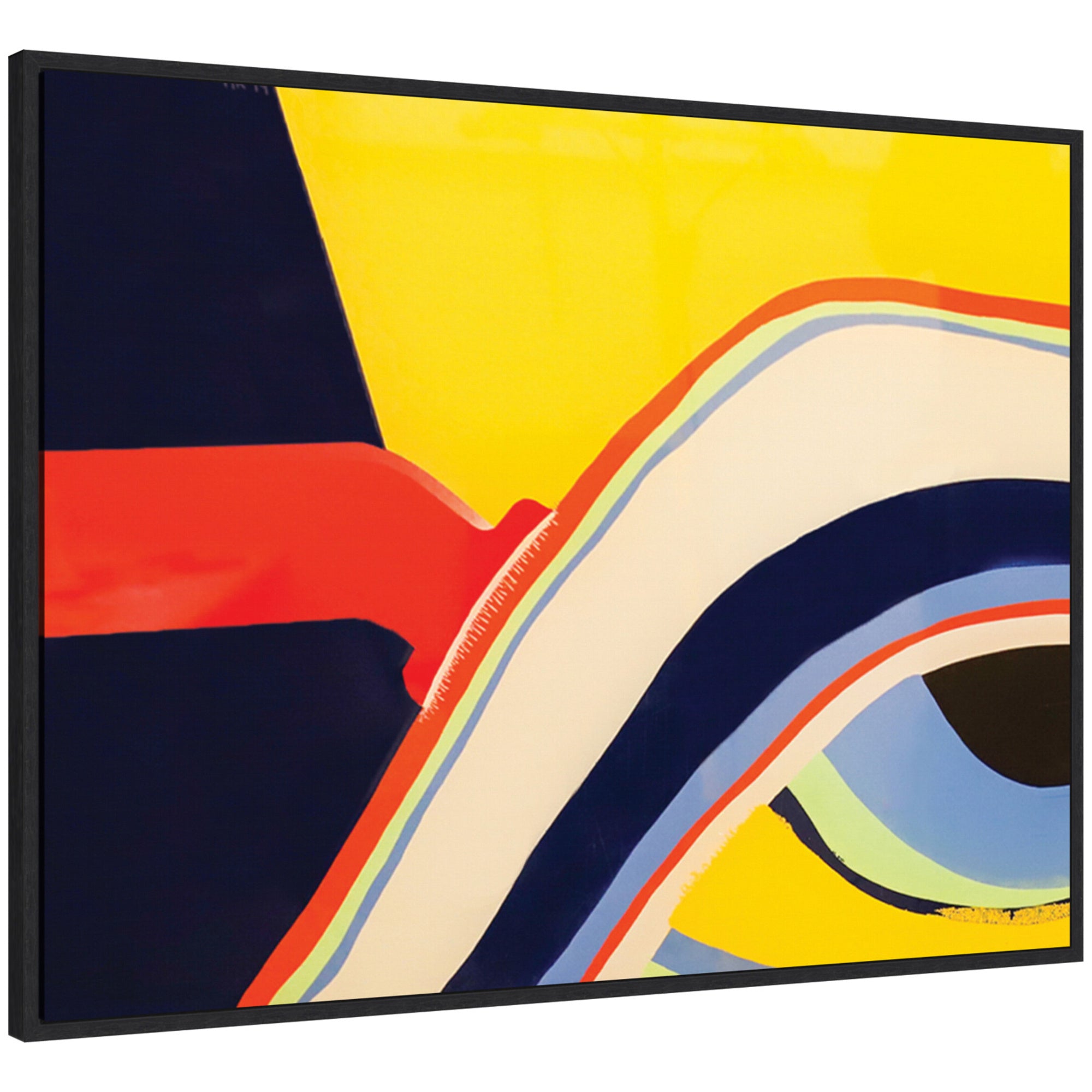 Sylvie Retro Bright Abstract True Color 1 framed canvas art by Grant Mahr showing colorful shapes in an abstract composition.