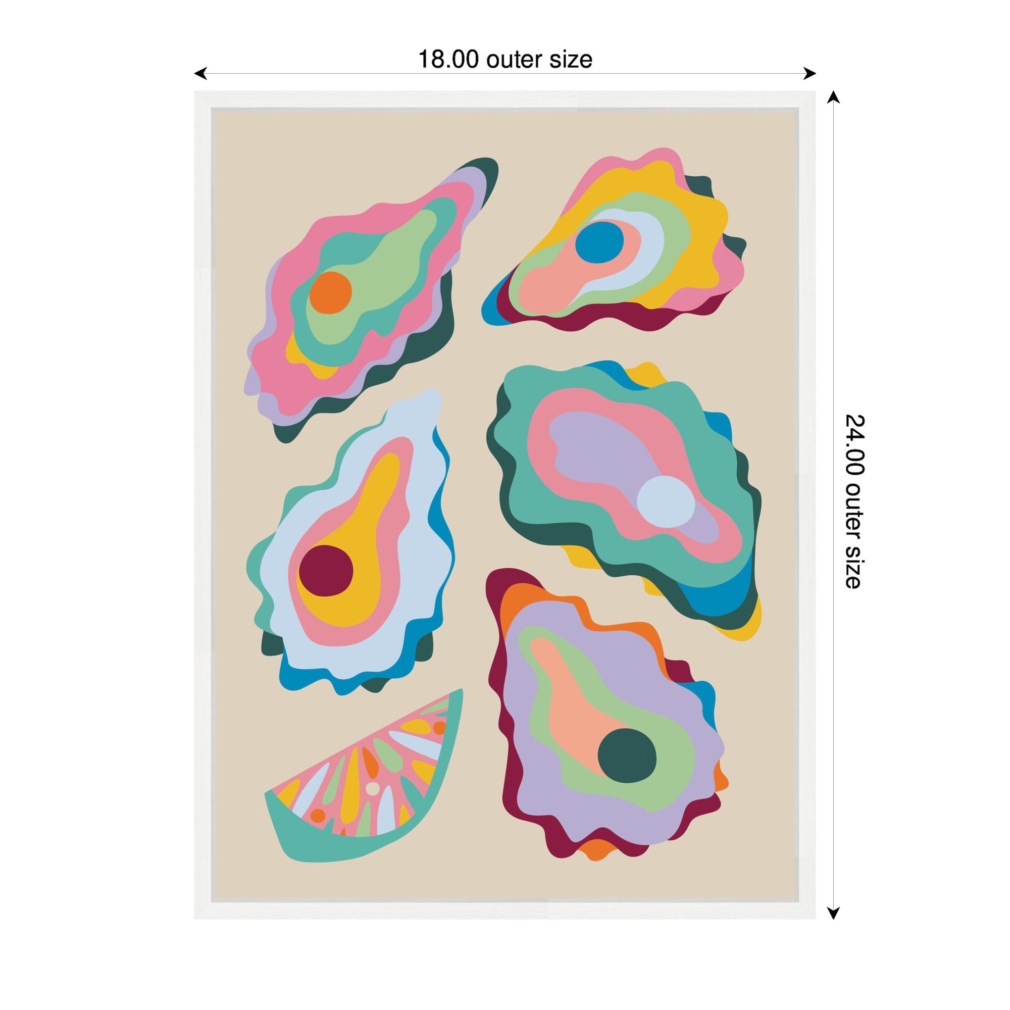 Sylvie Coastal Oysters and Lemon Framed Canvas by Rachel Lee
