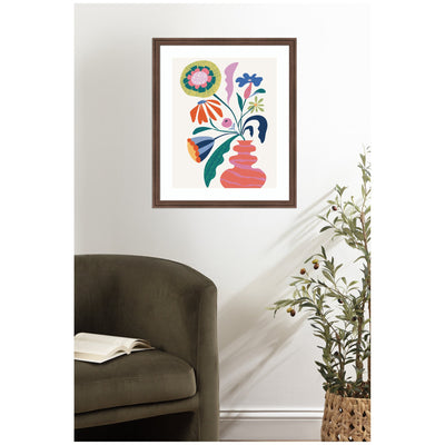 Framed Art Retro Whimsical Floral vase by Rachel Lee