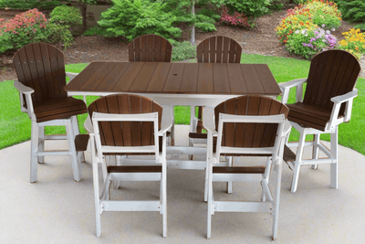 7 pc Table Set - 6' Rectangular Table with 2x Swivel Adirondack Chairs by Dutch Country Patio, LLC - product image 2 for Resin Society