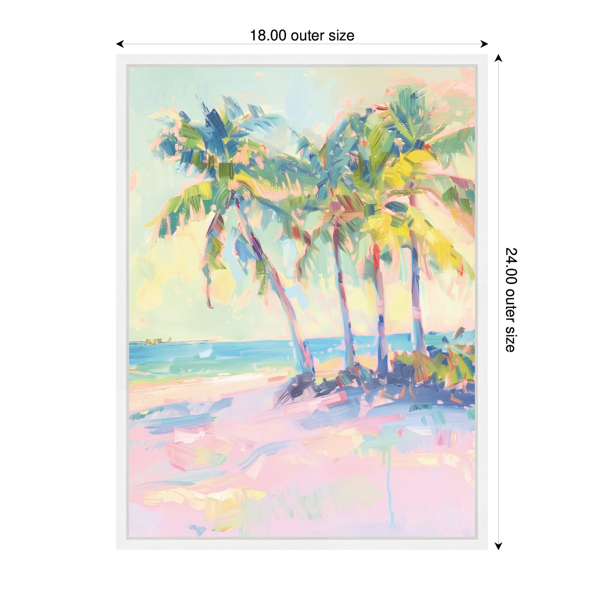 Beach Palm Tress Oil Painting by Honey Island Studio Framed Canvas Wall Art Print