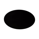 Oval coffee table top in solid black with smooth surface and subtle wood grain texture, shown from above against a white background.
