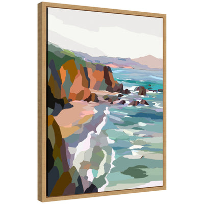 Framed abstract canvas wall art titled Sylvie Pho Beach by artist Nikita Jariwala