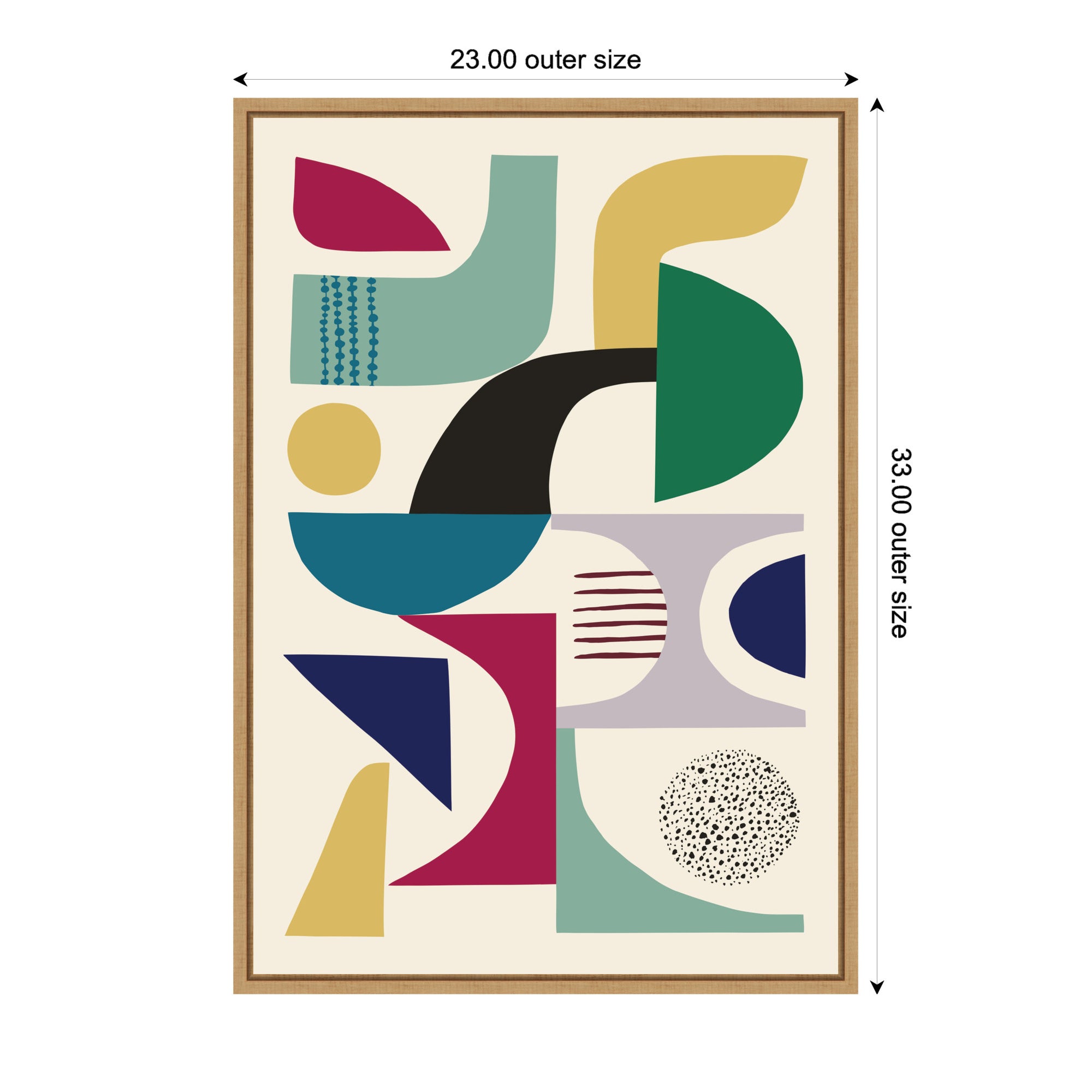 Sylvie MCM Retro Abstract Patttern Framed Canvas by Rachel Lee
