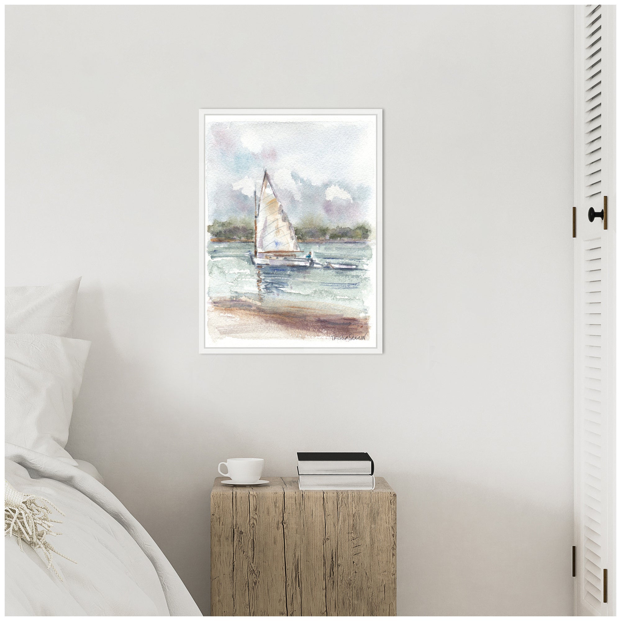 Sylvie 1 Maryanne Welch Chatham Fog Sailboat Framed Canvas by Patricia Shaw