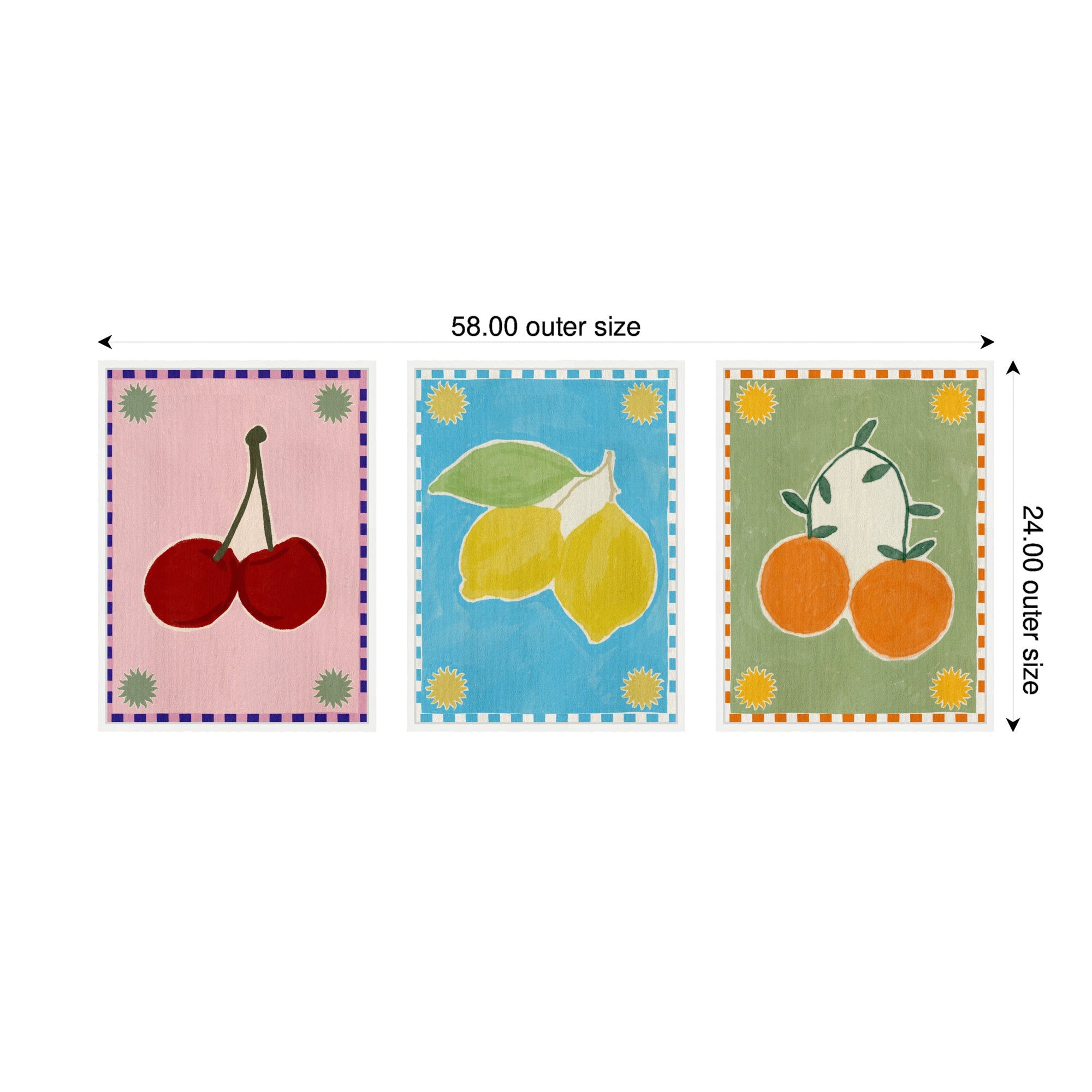 Sylvie Lush Duo 1 Cherry Lemon and Orange Framed Canvas Art Set by Shatha Al Dafai