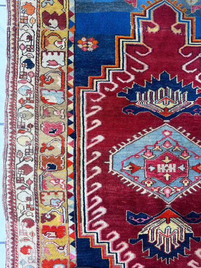 Hand-Knotted Antique Turkish Melas Wool Rug – 4'3" x 5'11" – Vibrant by Rugistan - product image 10 for Resin Society