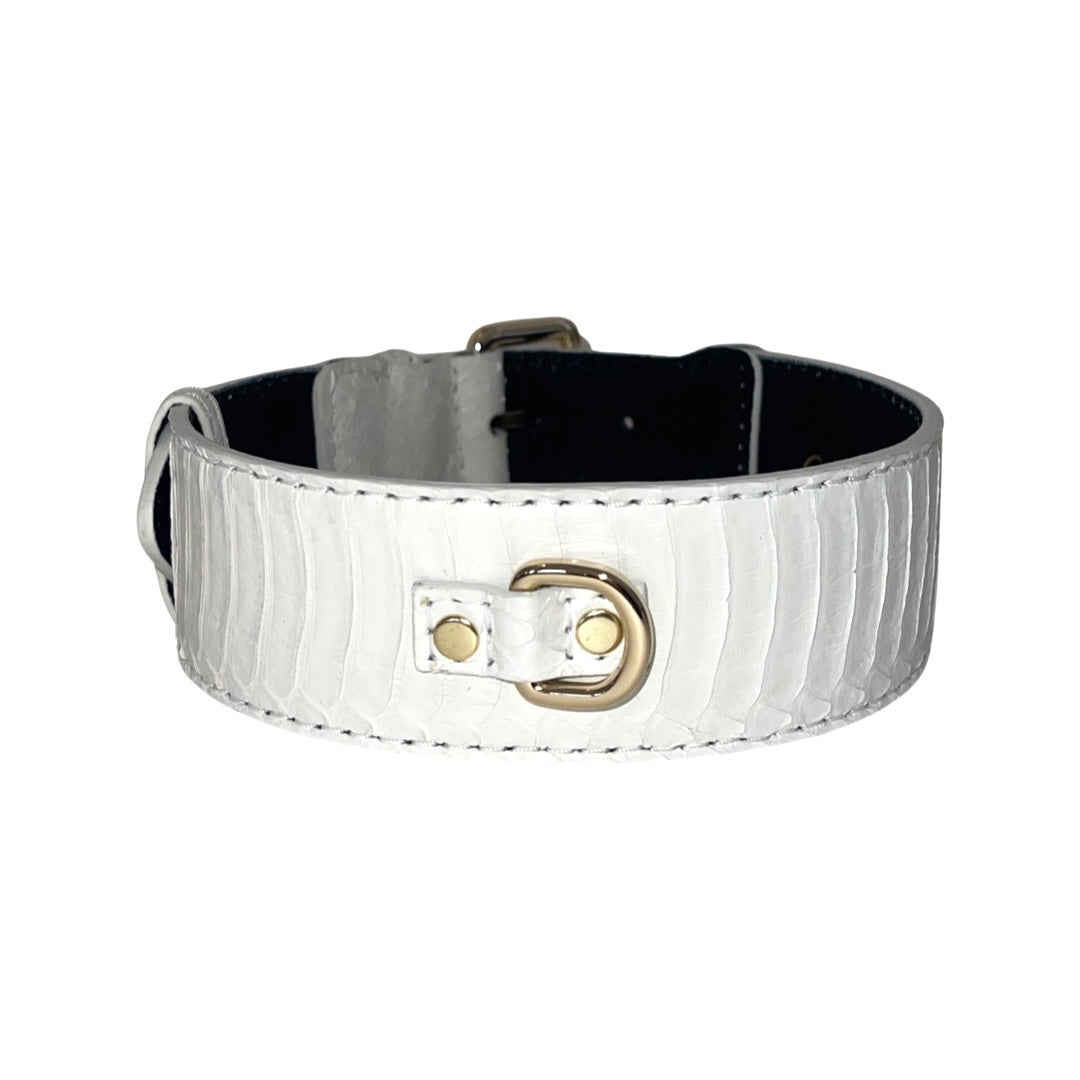 Matte White Snake With Gold Classic Hardware