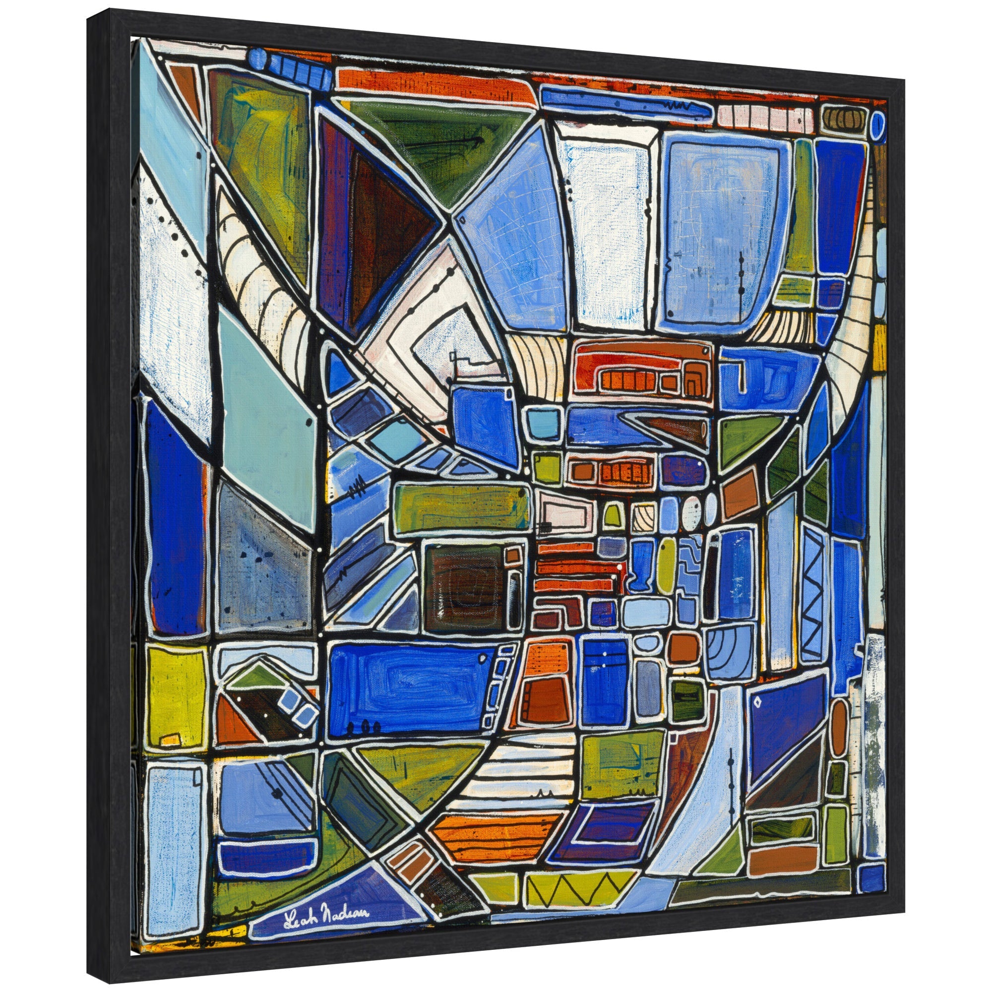 Sylvie Retro Current Framed Canvas by Leah Nadeau