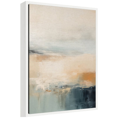 Blue Beach Ocean Coastal Abstract 3 framed canvas wall art print in Sylvie frame by The Creative Bunch Studio