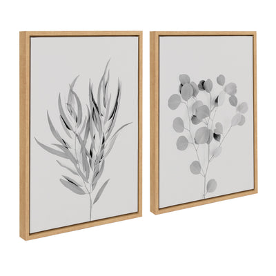 Sylvie Neutral Botanical 1 and 2 Soft White Framed Canvas by kateandlaurel - product image 5 for Resin Society