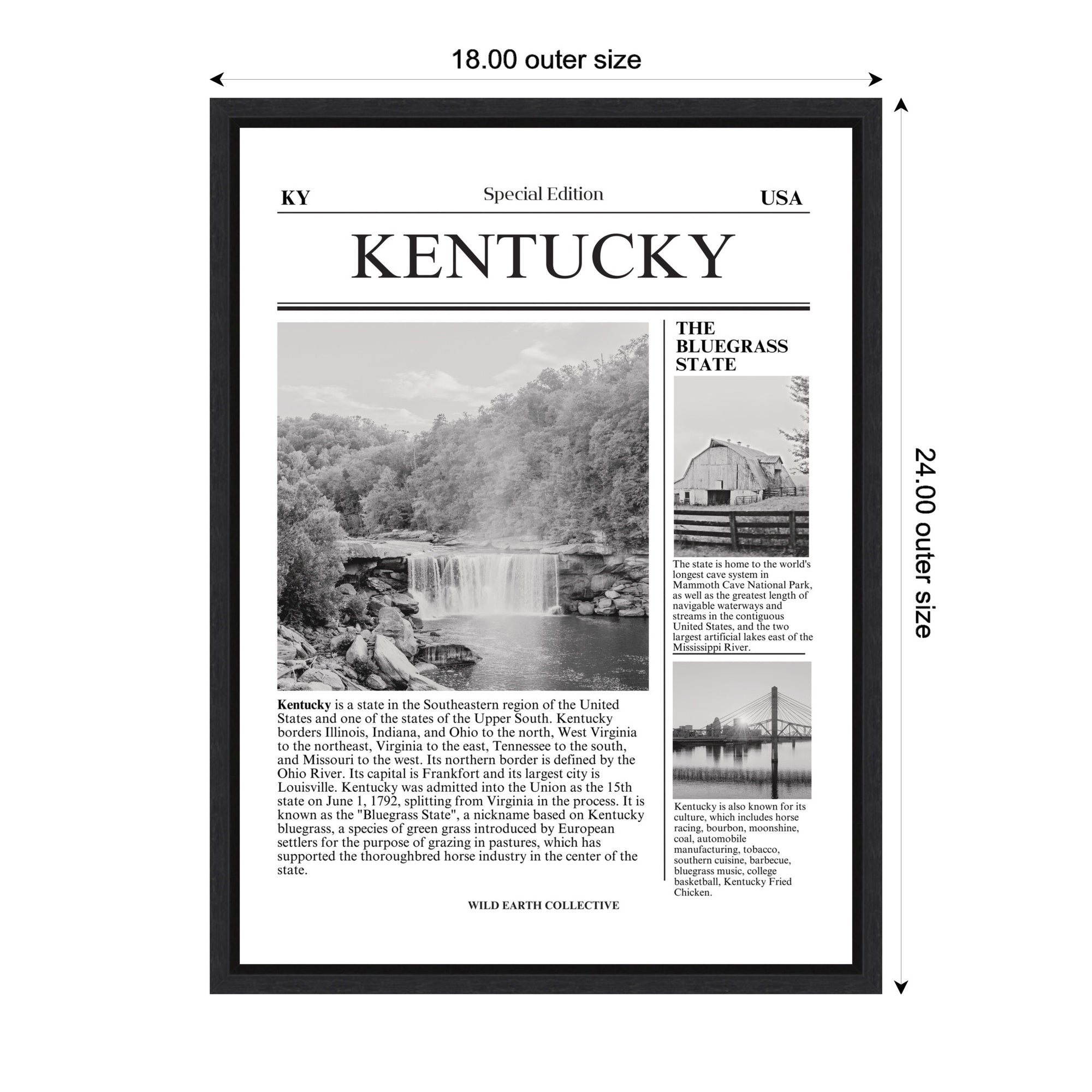 Kentucky Article by Megan Ryan Framed Canvas Wall Art Print