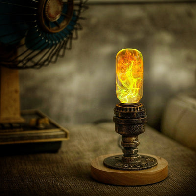 Vintage retro wooden lamp base compatible with EP light bulbs, shown in natural wood finish