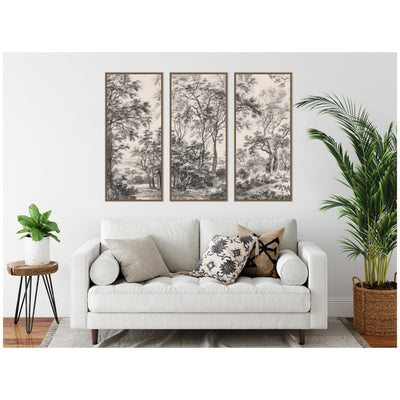 Wooded 1648 Antonie Waterloo Linen Panel 3 Piece Framed Canvas Wall Art Set by Nostalgia Prints