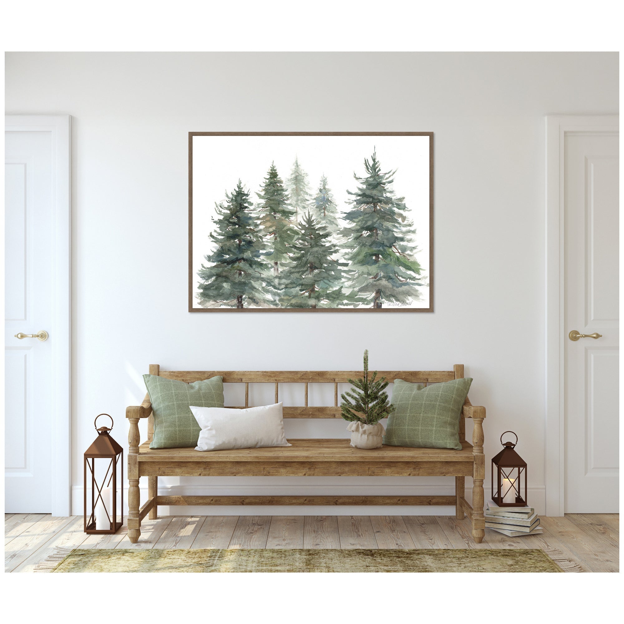 Sylvie Framed Canvas Pines And Evergreens by Patricia Shaw