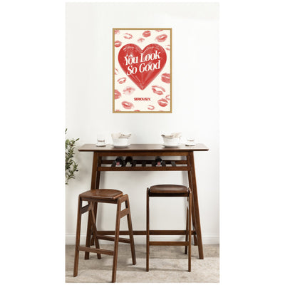 You Look So Good Red Lipstick Inspirational Quote by Lucky Guava Framed Canvas Wall Art Print