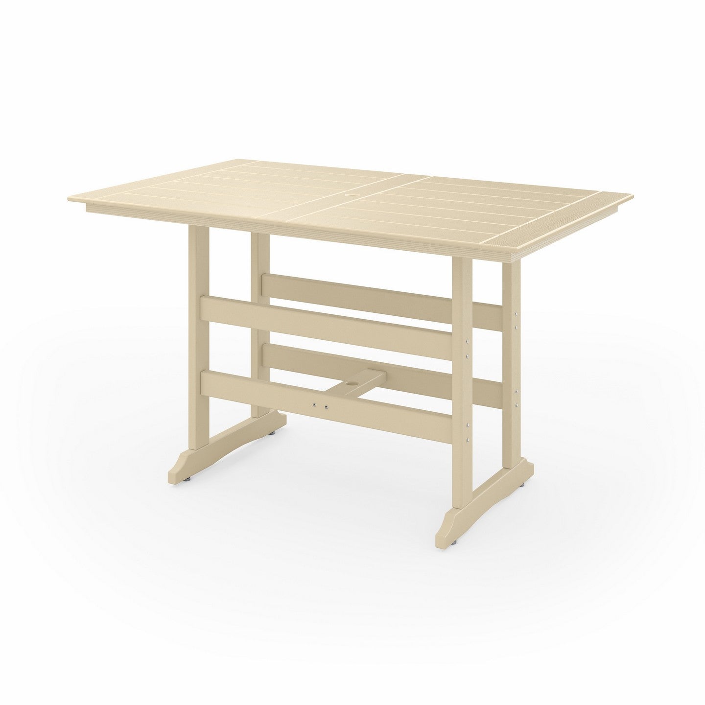 SoPoly 72 inch Savannah Farmhouse Bar Table in outdoor setting