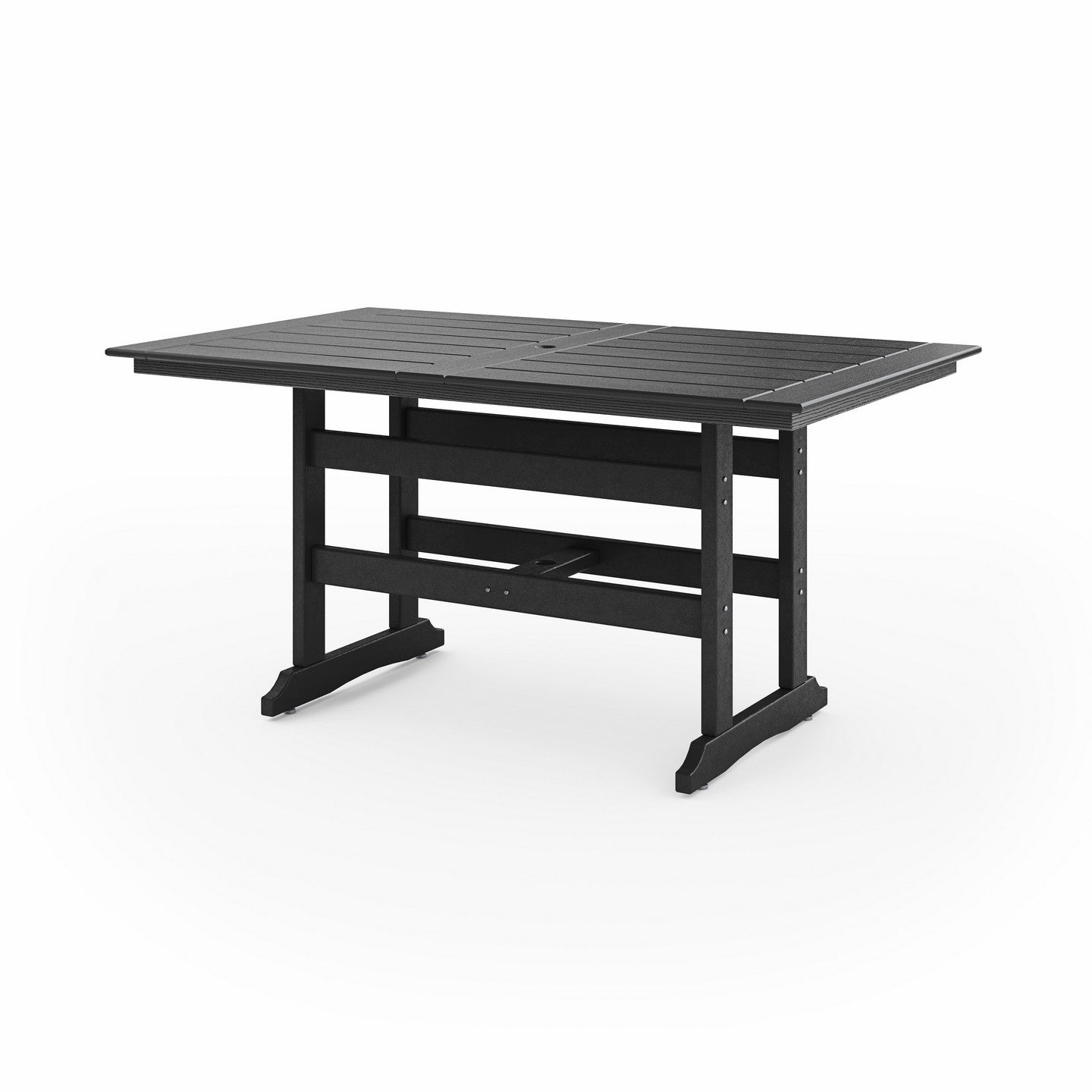 SoPoly 72 inch Savannah Farmhouse Counter Table in black outdoor setting