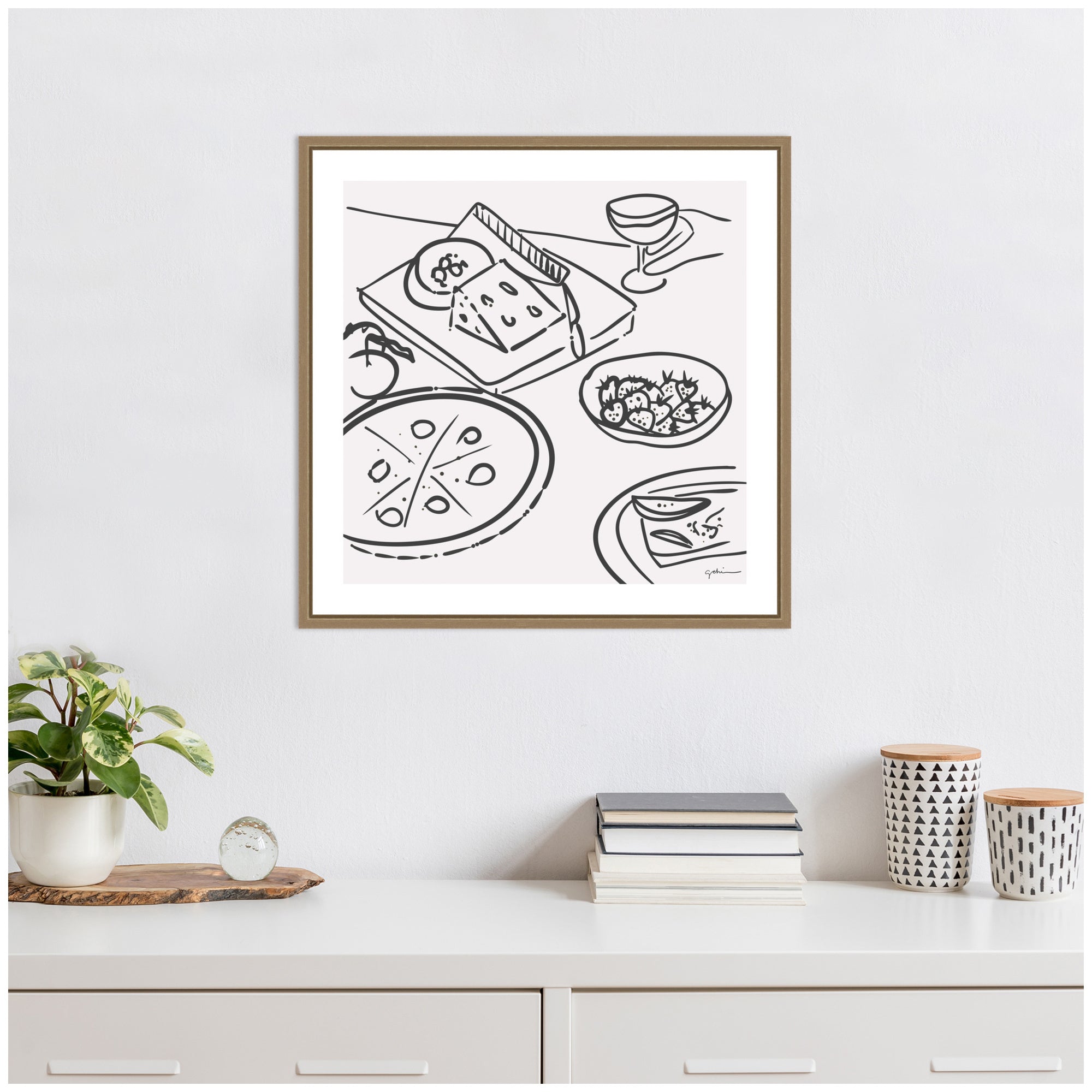 Dinner Club by Gabrielly Guedes Framed Canvas Wall Art Print