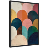 Sylvie Minimalist Geometric Abstract Jewel Tone Framed Canvas by The Creative Bunch Studio on a wall