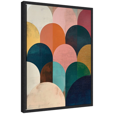 Sylvie Minimalist Geometric Abstract Jewel Tone Framed Canvas by The Creative Bunch Studio on a wall