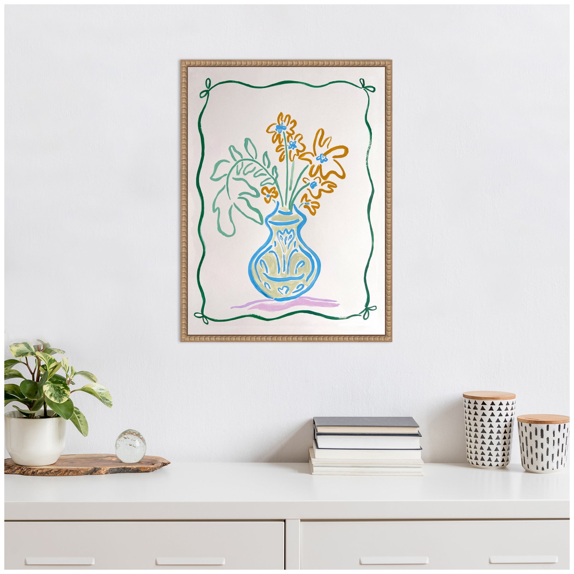Sylvie June Blooms Bow Border Framed Canvas by Kate Aurelia Holloway