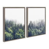 Sylvie Lush Green Forest on a Foggy Day Framed Canvas Set by The