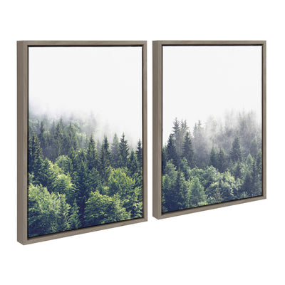 Sylvie Lush Green Forest on a Foggy Day Framed Canvas Set by The
