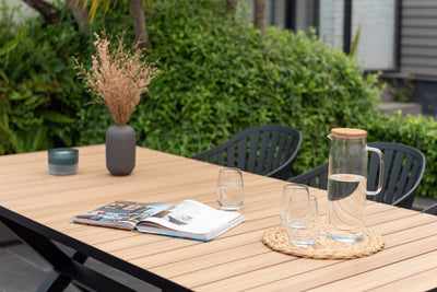 Panama Dark Rectangular Table and 6 Nassau Black Aluminum by LifestyleGarden US - product image 4 for Resin Society