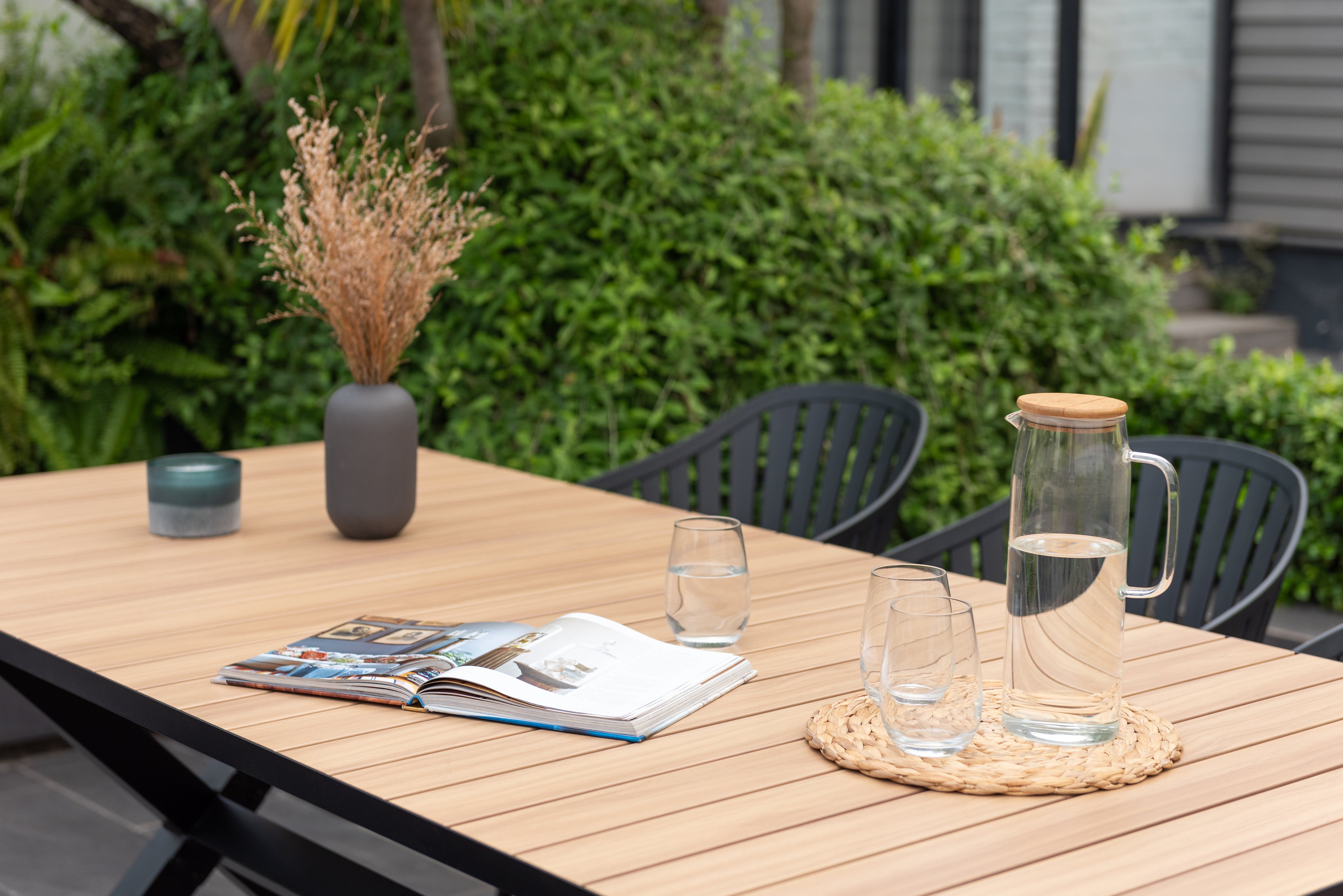 Panama Dark Rectangular Table and 6 Nassau Black Aluminum by LifestyleGarden US - product image 4 for Resin Society