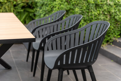 Panama Dark Rectangular Table and 6 Nassau Black Aluminum by LifestyleGarden US - product image 6 for Resin Society