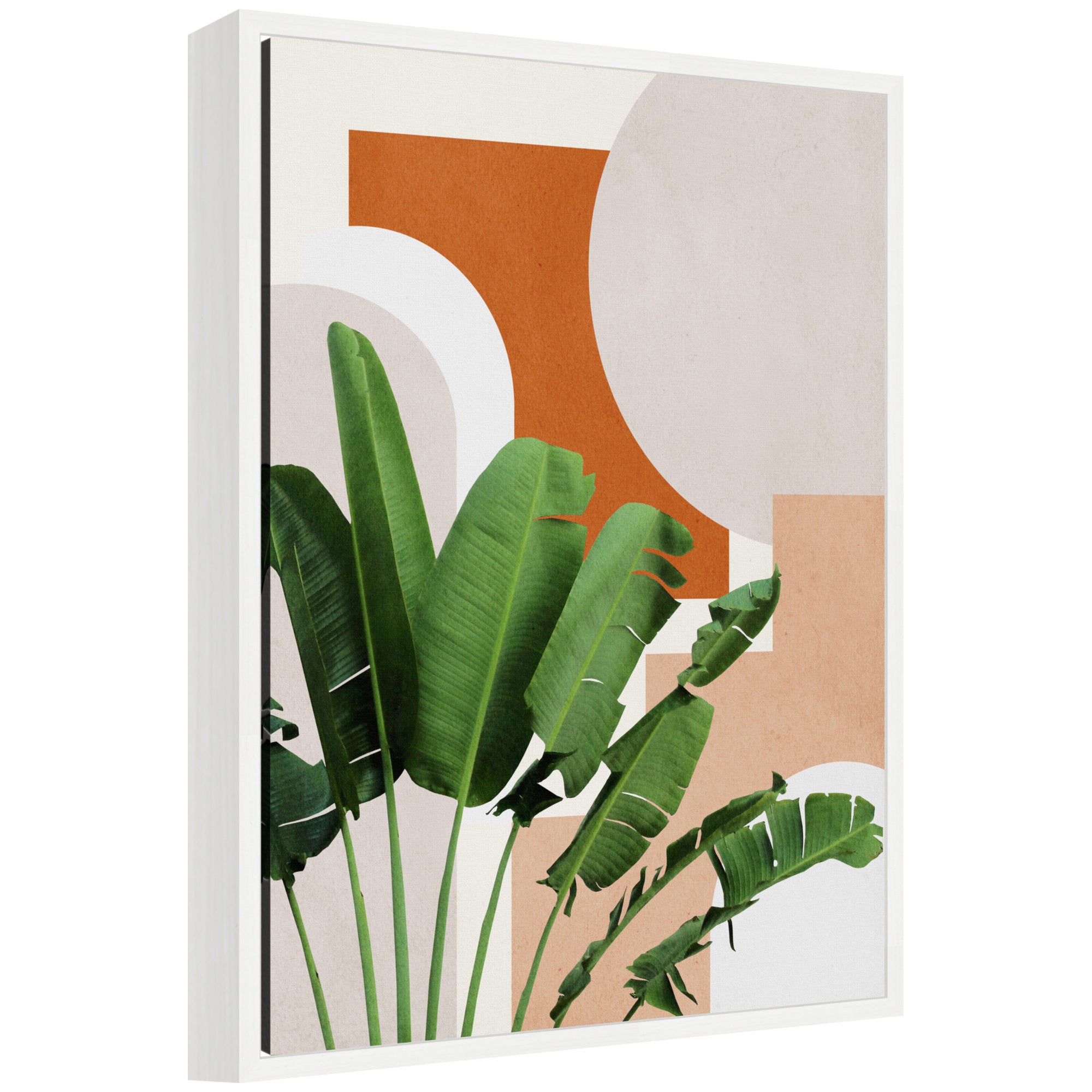 Sylvie Abstract Botanical 1 Leaves framed canvas wall art, showing stylized leaf forms in muted palette