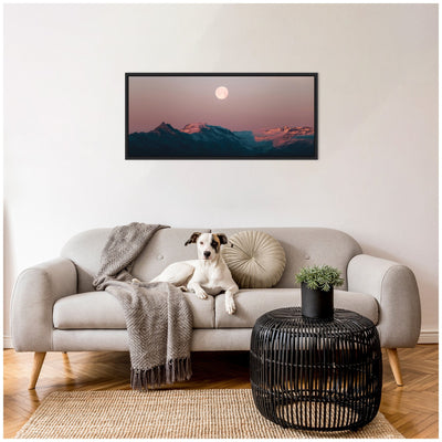 Sylvie Panoramic Pastel Moonrise over Icelandic Mountains Framed Canvas by Michael Schauer