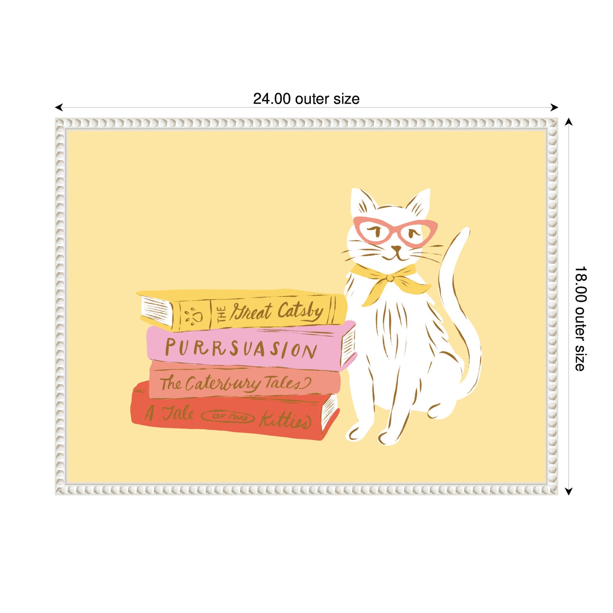 Book Lover Cat 4 by Krissy Mast Framed Canvas Wall Art Print