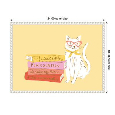 Book Lover Cat 4 by Krissy Mast Framed Canvas Wall Art Print
