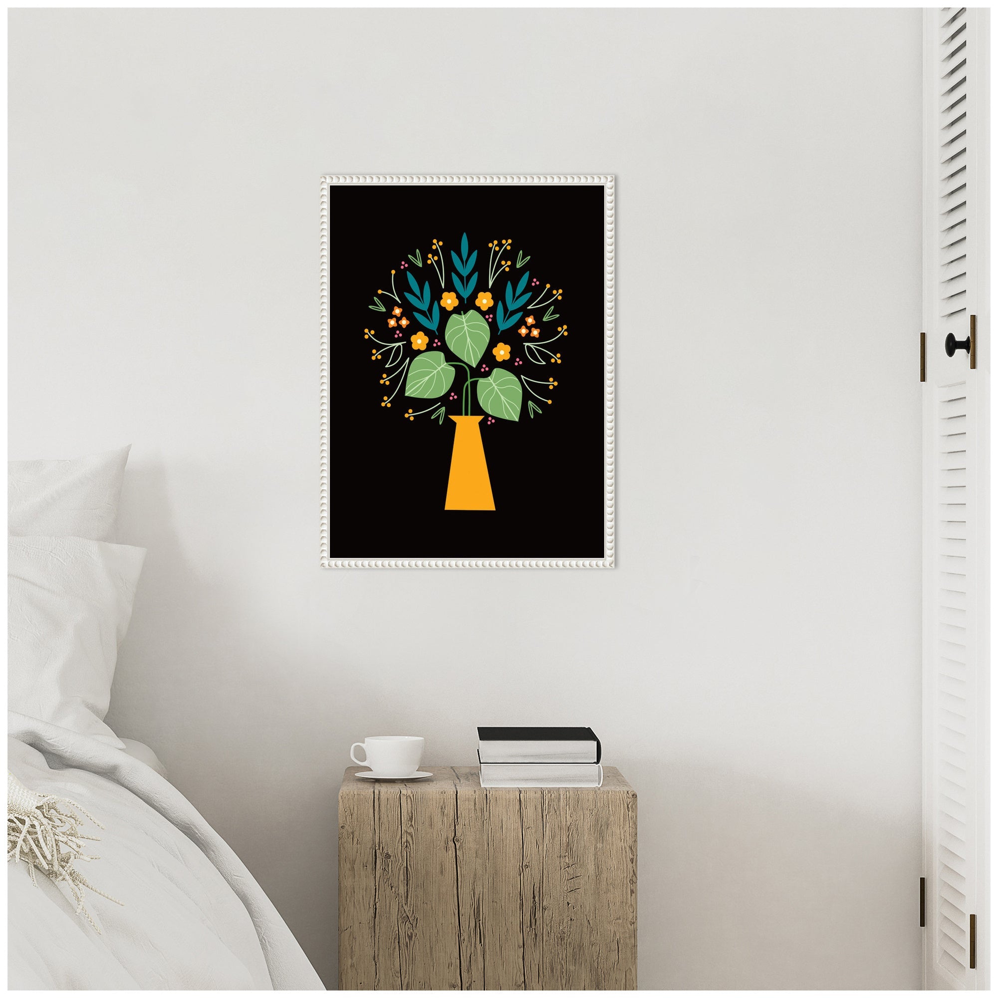 Sylvie Floral Yellow Vase Framed Canvas by Amber Leaders